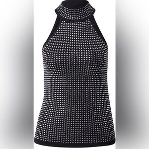 GUESS Women's Sleeveless Celeste Mirror Turtleneck Top  XS Black NWT